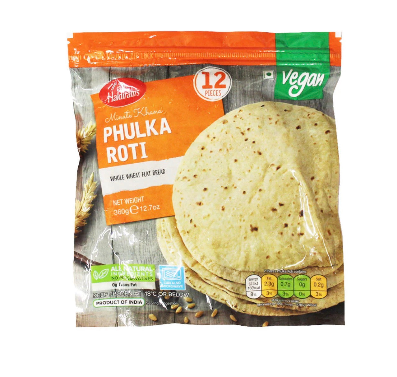 Haldiram's  Frozen Phulka Roti Vegan 360g