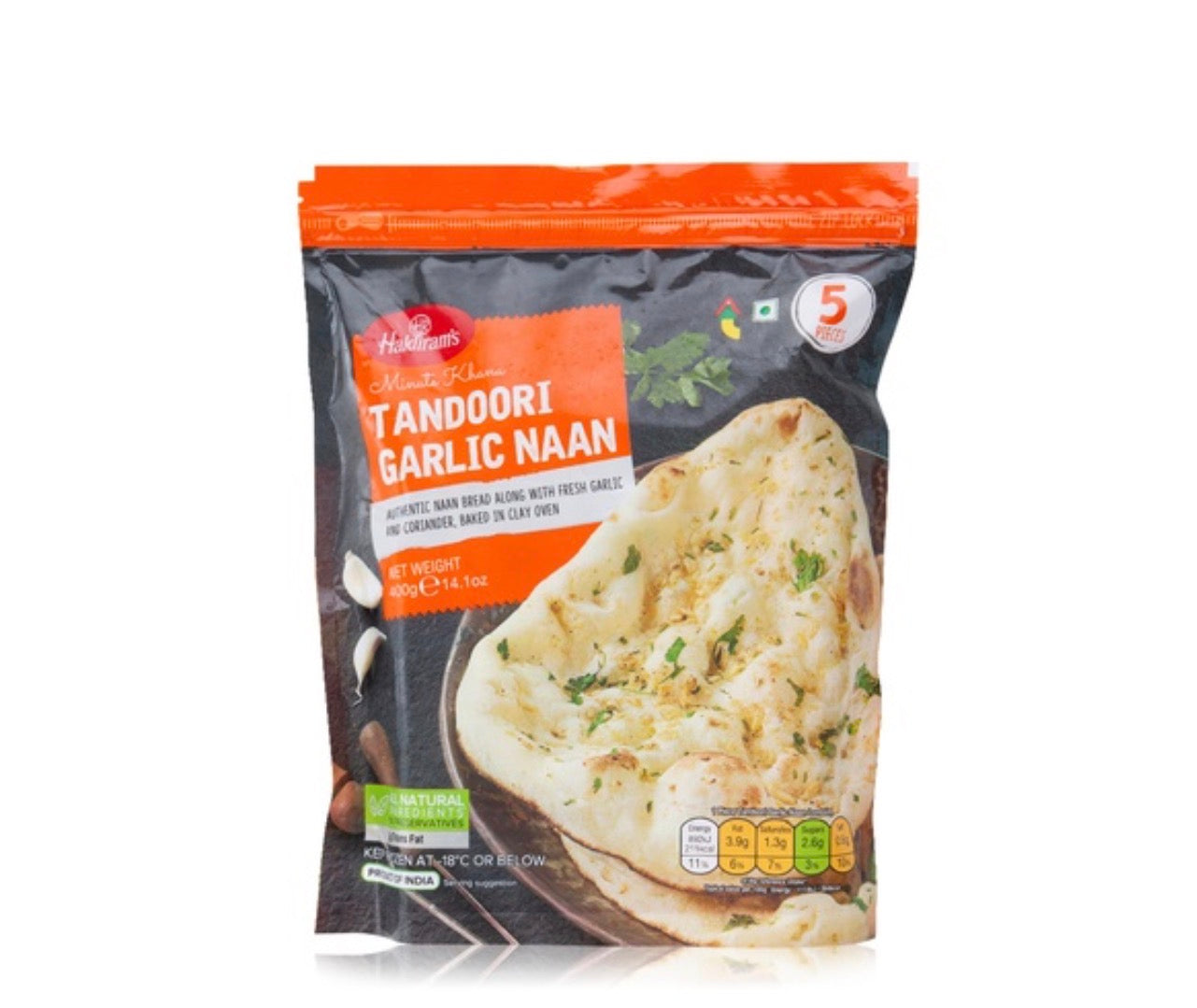 Haldiram's  Frozen Tandoori Garlic Naan Vegan 400g