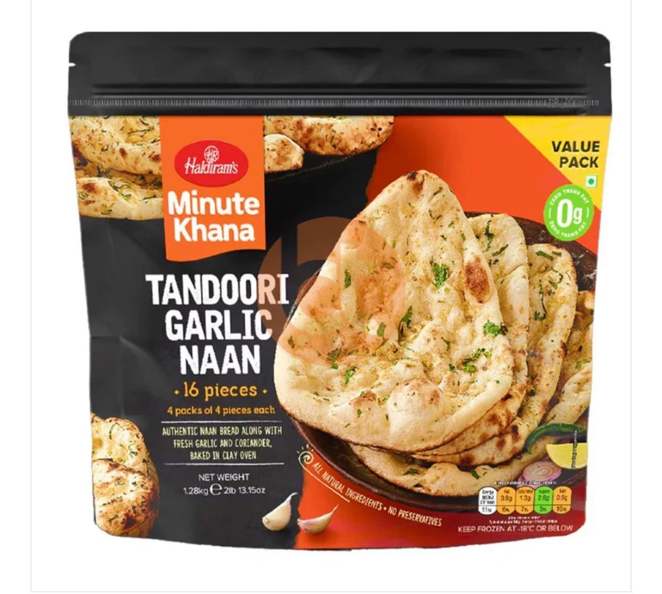 Haldiram's Frozen Tandoori Garlic Naan Value Pack 1.28kg