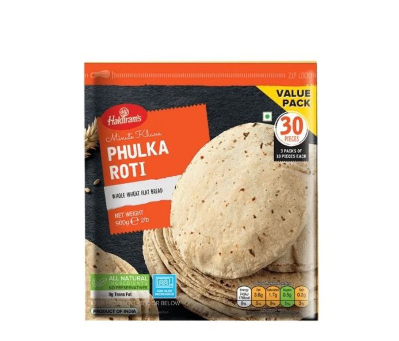 Haldiram's  Frozen Phulka Roti Vegan VP 900g