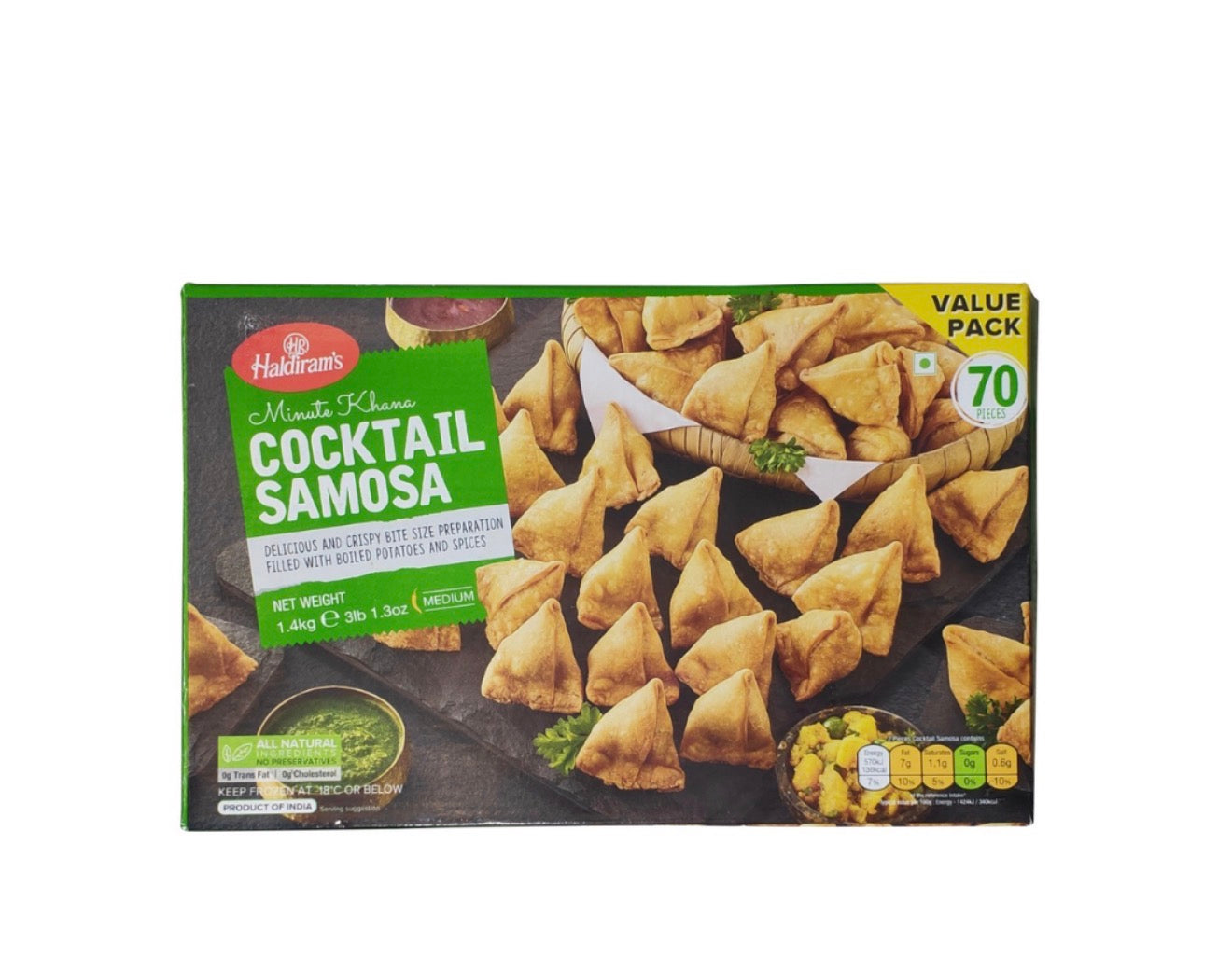 Haldiram's  Frozen Cocktail Samosa Vegan Value pack 1.4Kgs