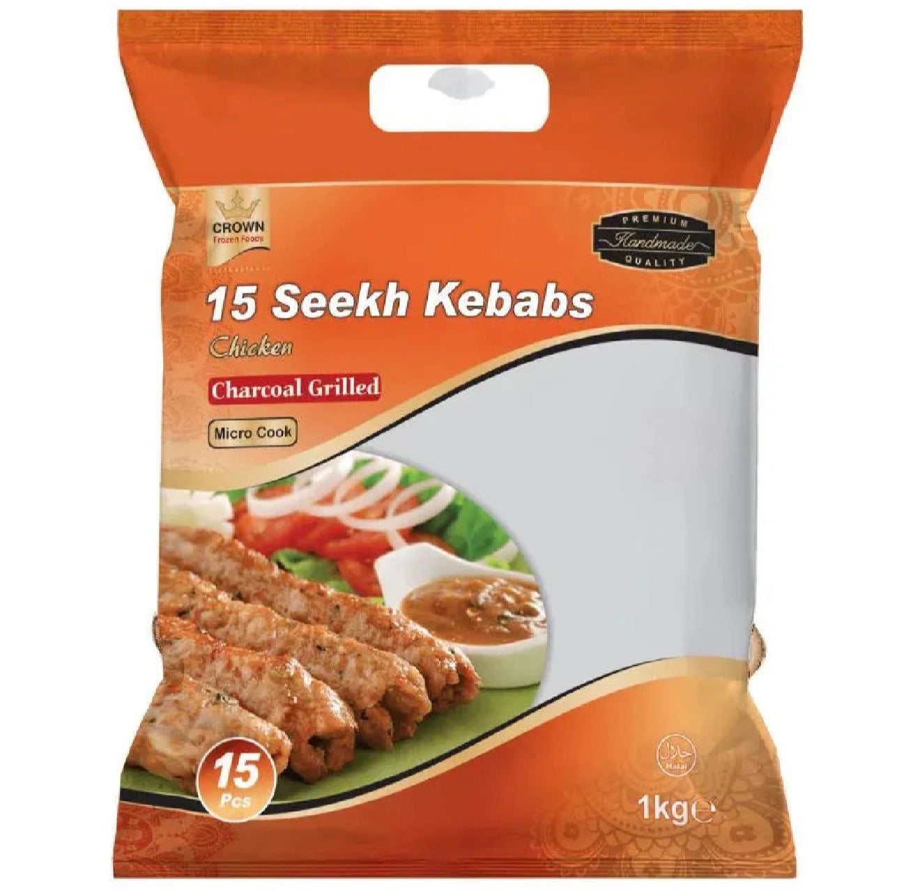 Crown Frozen Seekh Kebabs Chicken Charcoal 1Kg