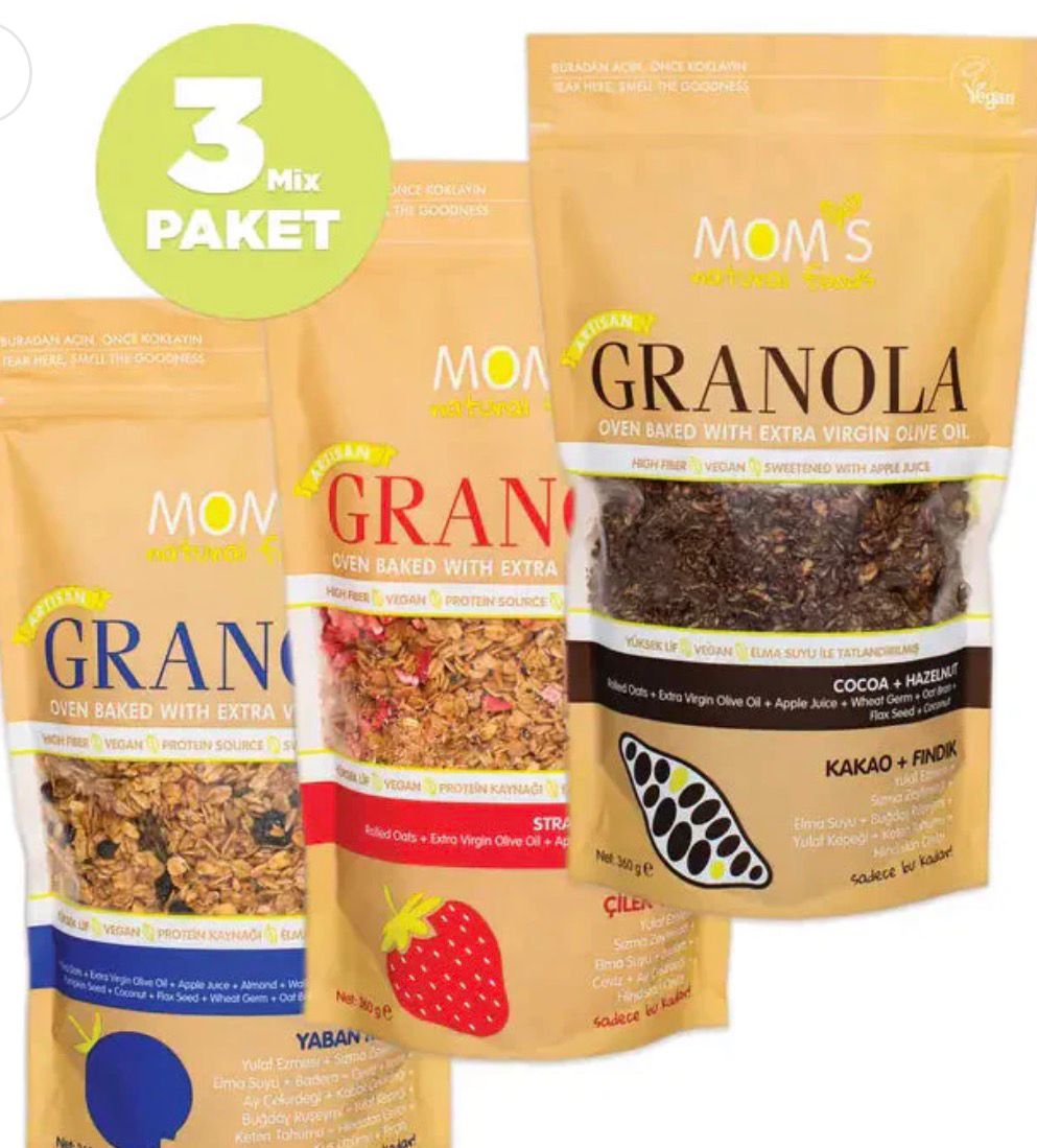 3-PACK GRANOLA COCOA-HAZELNUT 360G / BLUEBERRY 360G / STRAWBERRY-CHIA 360G